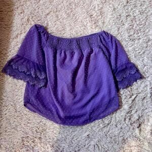 Purple Coquette Twee Romantic Feminine Whimsical Boho Soft Girl Swiss Dot Blouse